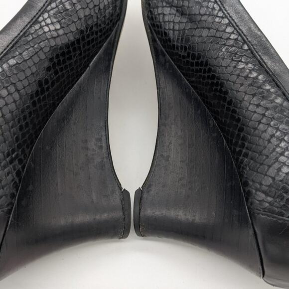 Brighton Black Leather Open Toe Wedges Silver Buckle Detail Size 8 - Picture 4 of 11